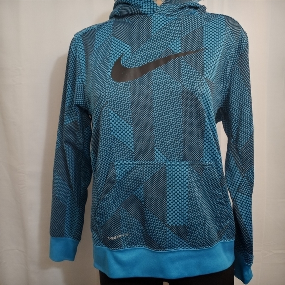 Nike Tops - Nike Therma Fit Black & Teal Pullover Hoodie